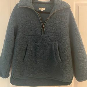 Madewell green half zip fleece sweatshirt